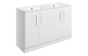 Stafford 1210mm Floor Standing 4 Door Basin Unit w/0TH Basin - Matt White